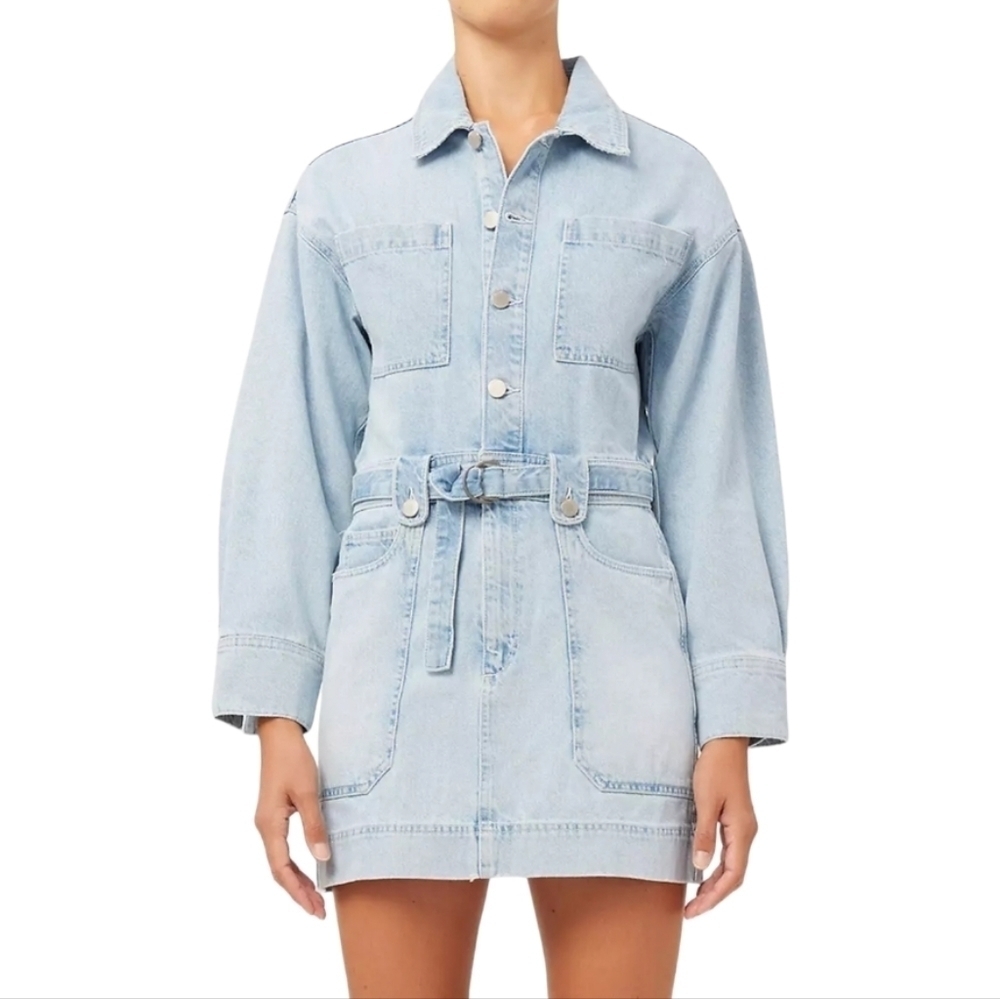 DL1961 Blue Denim Coletta Long-Sleeve Mini Dress - Size Small
